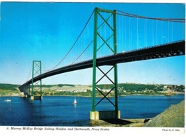Nova Scotia Postcard Halifax Dartmouth Murray McKay Bridge Boats - £2.33 GBP