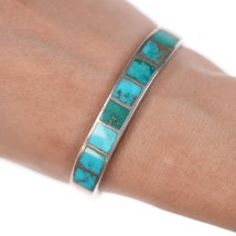 6.5&quot; Zuni Sterling turquoise channel inlay cuff bracelet - £134.56 GBP
