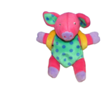 Plush beanbag dark pink pig green blue polka dots purple feet backpack 6... - $5.93