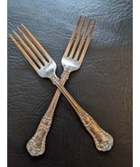 Lot of 2 Gorham Regent Pattern Silver Plate 7 In 1902 Dinner Fork Monogram - $19.79