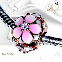 Pandora MAGNOLIA Rose Pink White Charm 782087NBP US SELLER - $702.41 MXN