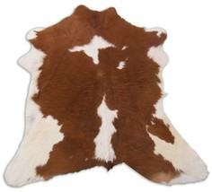 Spotted Calf Skin Size: 46&quot; X 38&quot; Brown/White Calf Skin Rug O-974 - $68.31