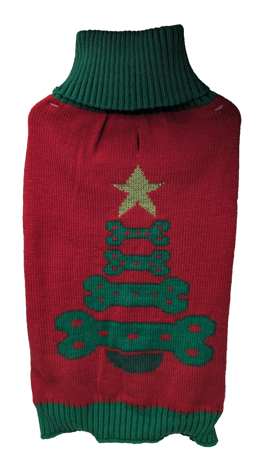 Primary image for Winter Dog Clothes sweater red green boned Christmas Tree gold star M Medium