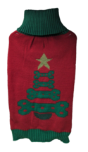 Winter Dog Clothes sweater red green boned Christmas Tree gold star M Me... - £7.08 GBP