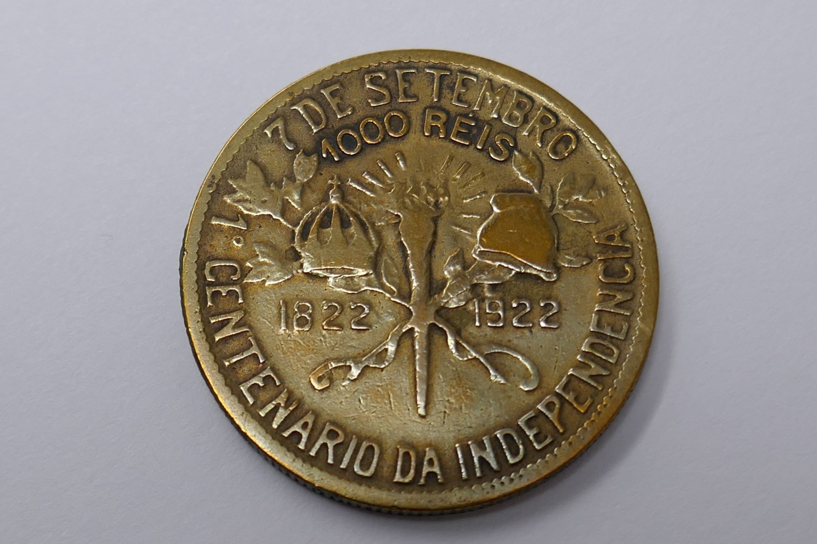 Brazil 1922 Pedro I and Epitácio Pessoa 1000 Réis Independence Centennial Coin Item image 8