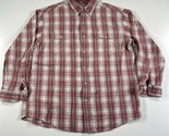 Orvis Flannel Pearl Snap Shirt Mens L Red White Plaid Long Sleeve Cotton... - $21.19