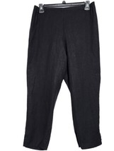 FLAX 100% Linen pull-on elastic waistband pants black size small - £23.53 GBP