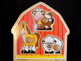 JUMBO KNOB PUZZLE Melissa and Doug Barnyard animals Children wooden puzzle - $9.89