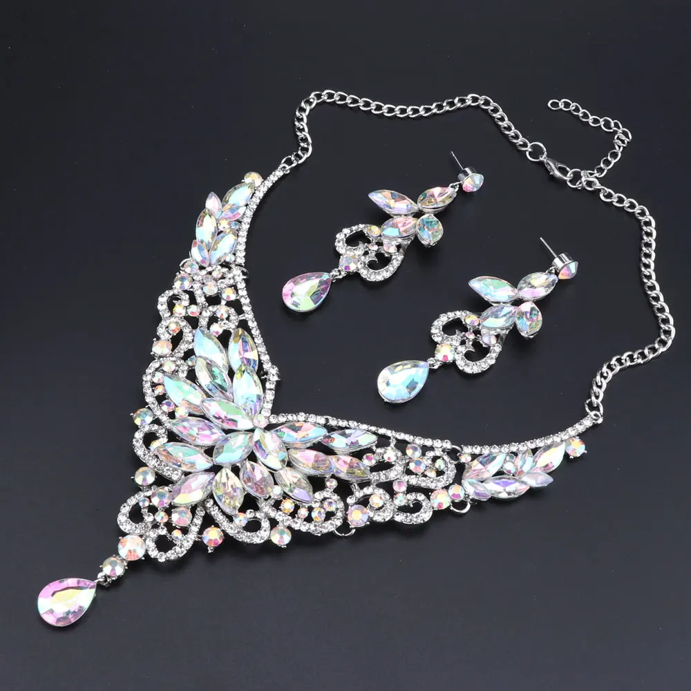  New Design Hot Sale Colorful Austria Crystal Jewelry Set For Women Pend... - £26.27 GBP