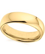 14K yellow gold plain wedding band ring half dome 6mm wide comfort fit - €446,73 EUR+