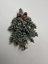 Avon 2004 1ST Annual Green Enamel Rhinestone Christmas Tree Brooch Pin 6cm - £23.36 GBP