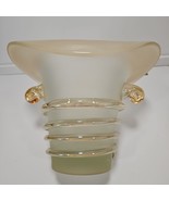 Frosted Blown Glass Vase Large with Applied Glass White - $1,880.79 MXN