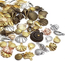 10 Seashell Charms Rose Gold Silver Pendants Nautical Ocean Clam Pendants Mixed - £4.92 GBP