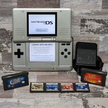Nintendo DS Original NTR-001 Console w/ Charger &amp; 7 Games Titanium Silver  - £59.49 GBP