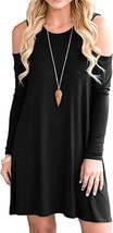 NEW Womens Cold Shoulder Rayon Swing T-shirt Dress black ladies size M (6-8) - $11.95