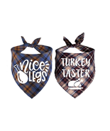 NEW Dog Thanksgiving Triangle Plaid Bandanas Set of 2 turkey taster, nic... - $200.00 MXN