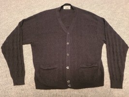 Fiesole Italian Acrylic/Wool Sweater Black Cardigan Grandpa Flaw* Mr Rog... - $15.76