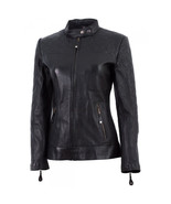 LE Cafe Racer Black Ladies Leather Jacket - £118.51 GBP