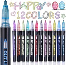 Art Supplies Outline Glitter Markers Teen Girl Gifts Trendy Stuff 12 Col... - $350.71 MXN