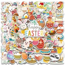 100 Pcs Easter Egg Cartoon Holiday Handmade Stickers Car Laptop Luggage ... - £9.43 GBP