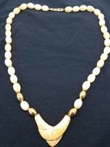 Vintage NAPIER IRIDESCENT GOLD ENAMEL MODERNIST Necklace Stunning Unique  - $49.25