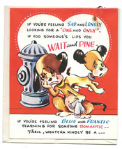 Vintage Valentines Day Greeting Card Sad Dogs Humorus Card - $8.50