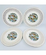 Homer Laughlin Baltimore Oriole Bird 10” Dinner Plates 4 ct Gilded Filig... - £45.96 GBP