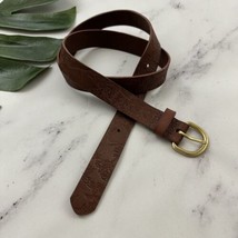 Gap Womens Floral Embossed Leather Belt Size M Brown Brass Buckle Tooled - $21.77
