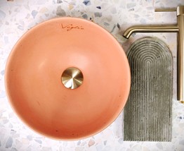 V_511 Peach color Bathroom Sink | Concrete Sink | Round Sink | Bathroom ... - £322.15 GBP+