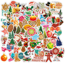 100PCS Christmas Theme Stickers, Non-Repeating Vinyl Waterproof Holiday ... - $10.28