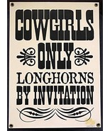 Cowgirls Only Longhorns by Invitation Bar Rules Saloon Western Porcelain... - $1,103.71 MXN