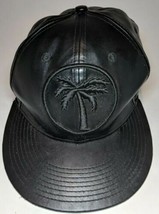 BLVD Supply Snapback Hat Black Leather Palm Tree Logo Vintage Style - $29.02