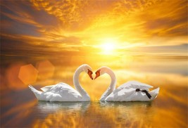 white swan in heart shape on lake sunset ceramic tile mural backsplash - £92.67 GBP+