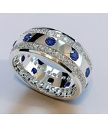 2Ct Round Cut Lab Created Sapphire Mens Eternity Band Ring 14k White Gold Plated - $195.99
