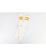 Vtg 70s Streetwear Cotton Striped Tube Socks White Yellow USA Size Large... - $44.50