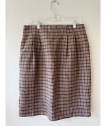 Tofy Size 14 Classic Wool Brown Retro A Line Midi Skirt Plaid Boho Chic ... - $336.05 MXN