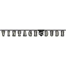 Vintage Dude Jointed Banner 7&quot; x 8&#39; Paper Adult Birthday Party Decorations - £9.11 GBP