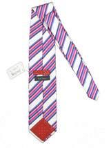 NEW! Paul Smith Fun Striped Pure Silk Tie!  #Z4G87U White with Colorful ... - $59.99