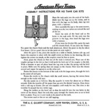 GILBERT HO AMERICAN FLYER TRAINS TANK CAR KIT INSTRUCTION SHEET Copy - $6.99