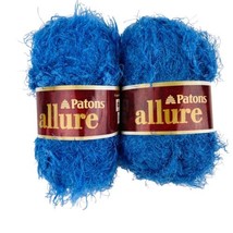 (2) Patons Allure Eyelash Yarn LAPIS Blue *Same Lot* 3.5 oz 97 yds Nylon Bulky 5 - £10.11 GBP