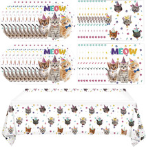 41Pcs Cat Birthday Party Supplies Cat Theme Party Tableware NEW - £17.13 GBP