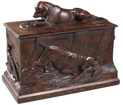 Box TRADITIONAL Lodge Sporting Dog Dogs Chocolate Brown Resin Hand-Painted - £297.00 GBP