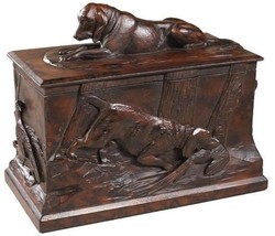 Box TRADITIONAL Lodge Sporting Dog Dogs Chocolate Brown Resin Hand-Painted - £302.57 GBP