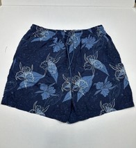 Caribbean Swimwear Men Size XXL (Measure 35x8) Blue Floral Swim Trunks - £7.03 GBP