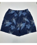 Caribbean Swimwear Men Size XXL (Measure 35x8) Blue Floral Swim Trunks - £7.07 GBP