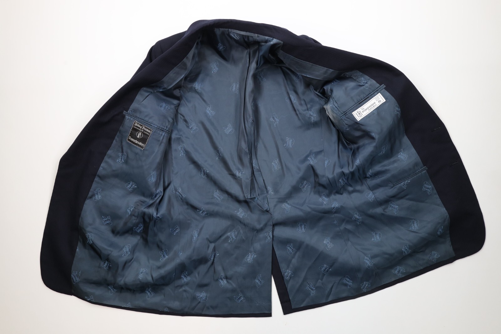 Vtg 80s Hickey Freeman Boardroom Mens 44R 2 Piece Wool Suit Navy Blue 36 Pants Item image 4