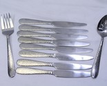 Mikasa Ellyson Hammered 8 Dinner Knives Meat Fork Slotted Serv Spoon Lot... - $24.49