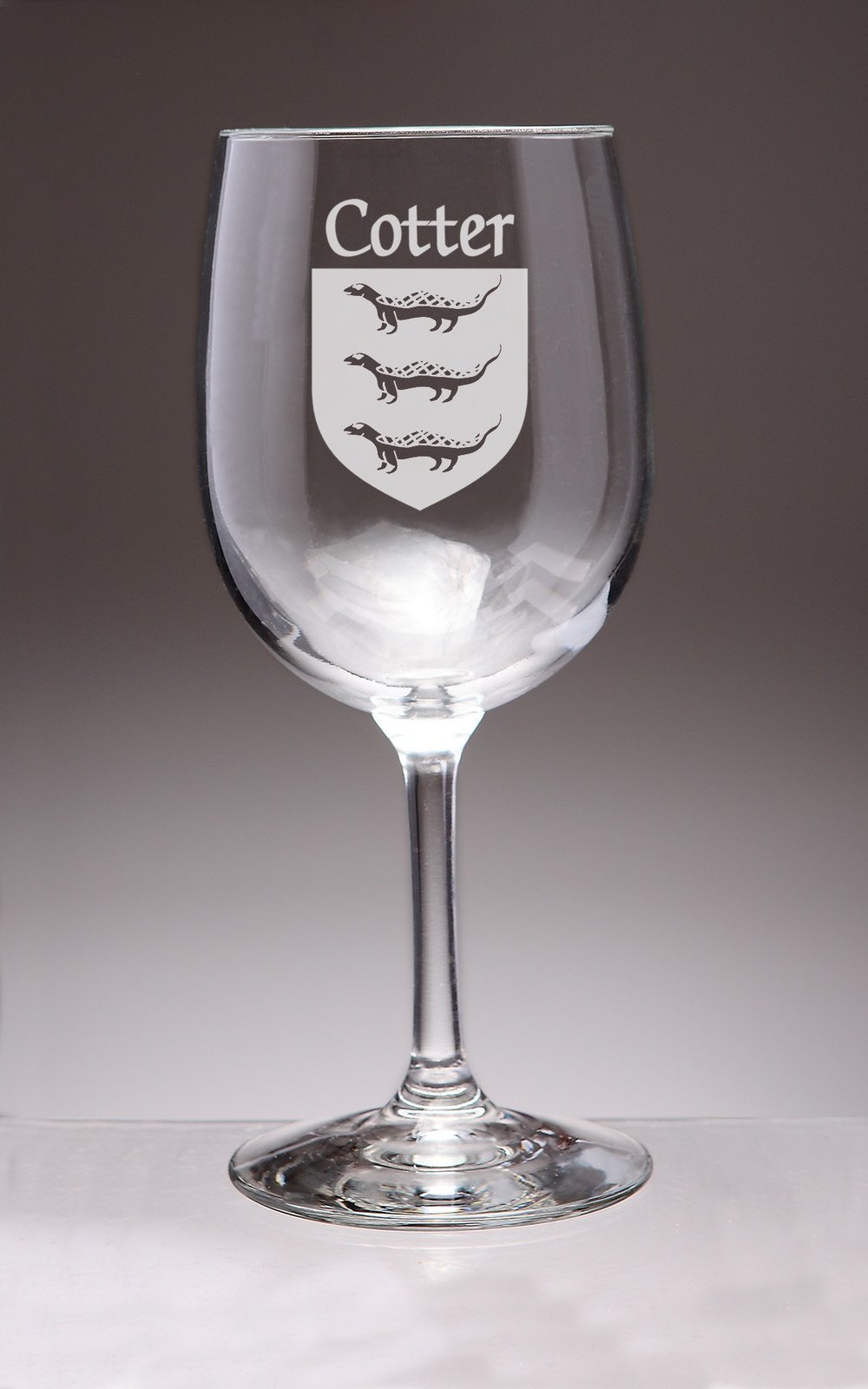 Primary image for Cotter Irish Coat of Arms Wine Glasses - Set of 4 (Sand Etched)