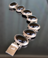 Onyx Bracelet, Mexico Silver Bracelet, Mexico Onyx Bracelet, Black Stone... - £75.76 GBP