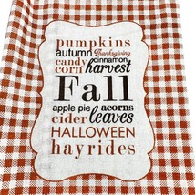 Fall Themed Towel Napkin Set Towel 20 x 7 in Plaid 4 Damask Napkins 17 in NWT - £9.49 GBP